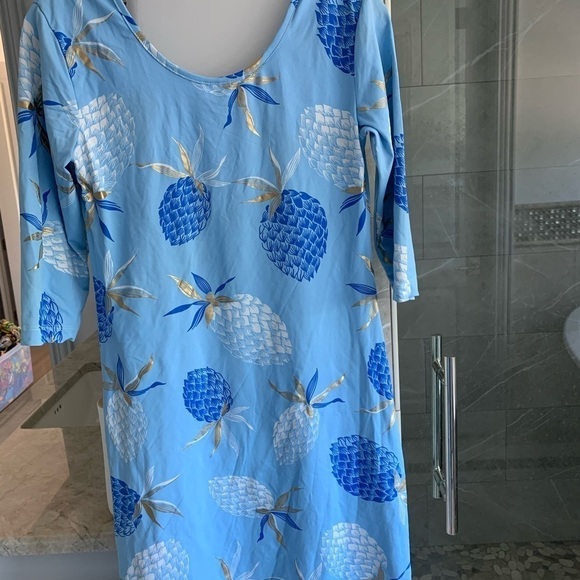 Persifor Kilpatrick Dress- Pineapples Athens Blue - Picture 6 of 7